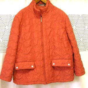 Jane Ashley Women embroidered Quilted Lifestyle Jacket coral with full Zip 2X